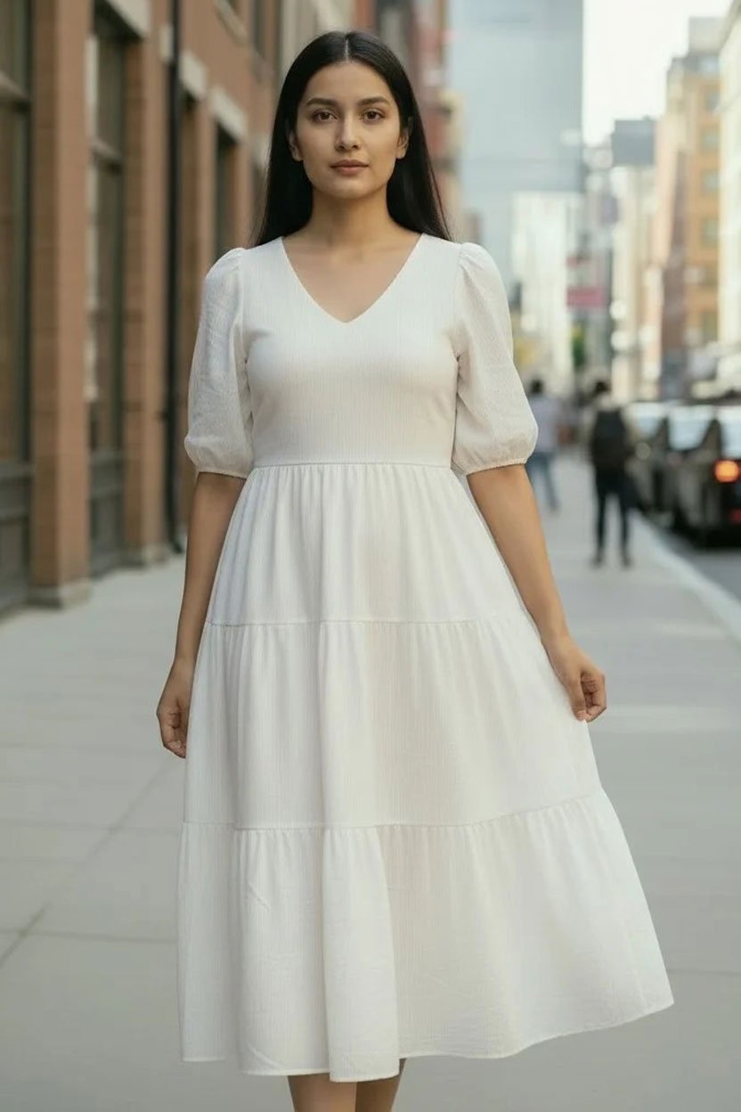 front-center V NECK DRESS - Image 1