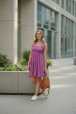 Lavender Smocked Fit & Flare Mini Dress - Image 3