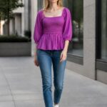 Magenta Smocked Peplum Top