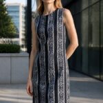 Monochrome Geometric Sleeveless Sheath Dress