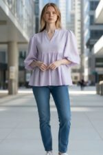 Frezi Cotton Linen Peplum Top - Image 2