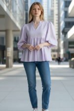 Frezi Cotton Linen Peplum Top