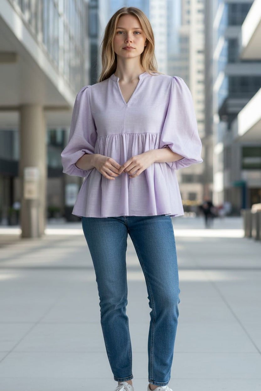 FREZI TOP 3 Frezi Cotton Linen Peplum Top - Image 1