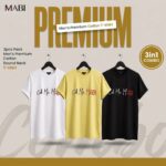 Men’s Premium Cotton Round Neck T-Shirt 3-Pack Combo (White, Yellow, and Black)